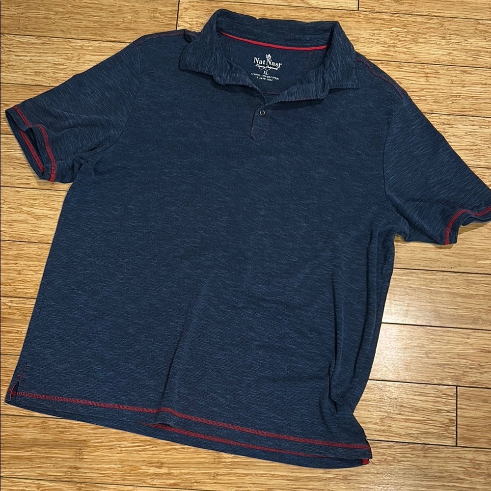 Nat Nast Blue Polo Shirt with Red Accents Cotton Blend XL - Picture 2 of 8